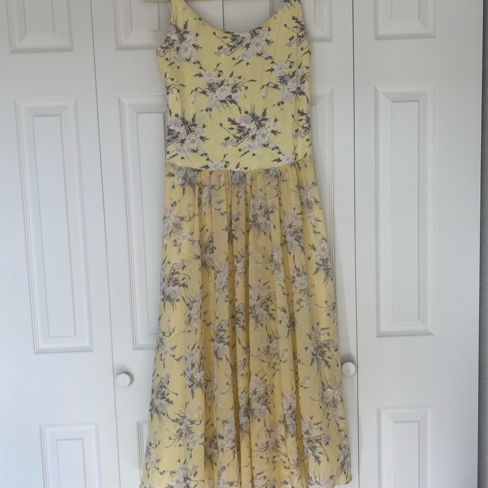 Rebecca Taylor Yellow Floral Midi Dress